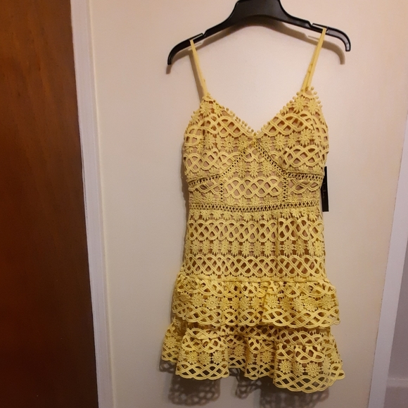 Lulus Beauty and Lace Yellow Crochet Lace Mini Dress - Picture 2 of 16